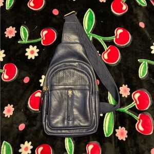 Le Miel Faux Leather Three Pocket Sling Bag